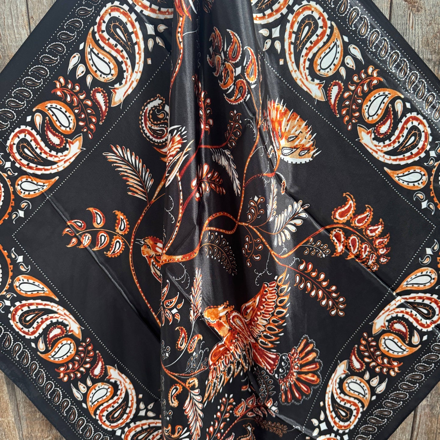 Black and Orange Floral Wild Rag