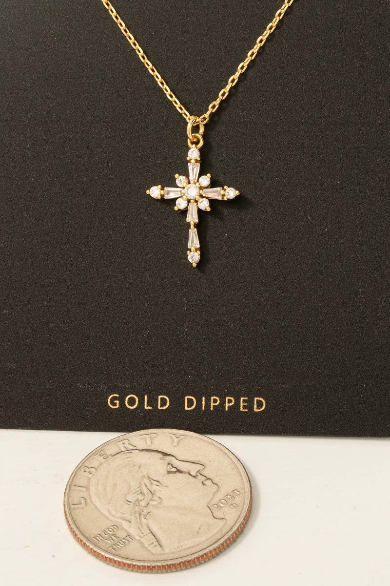 Gold Dipped Cross Pendant Necklace