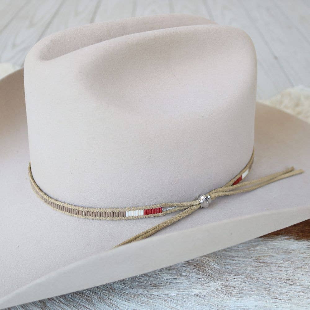 Tan Beaded Hat Band