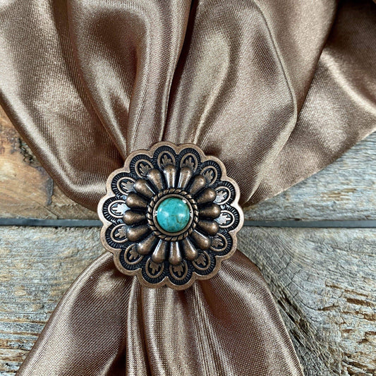 Copper floral with Howlite western Wild Rag slide