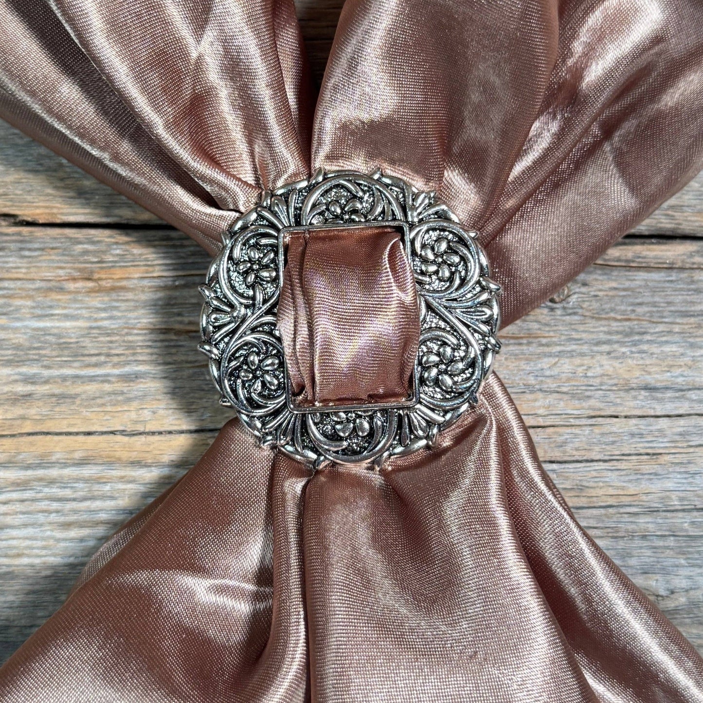 Antique Silver round floral western slide