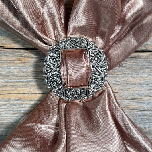 Antique Silver round floral western slide