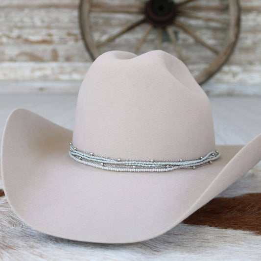 Mist-Grey Multi-Strand Beaded Hat Band