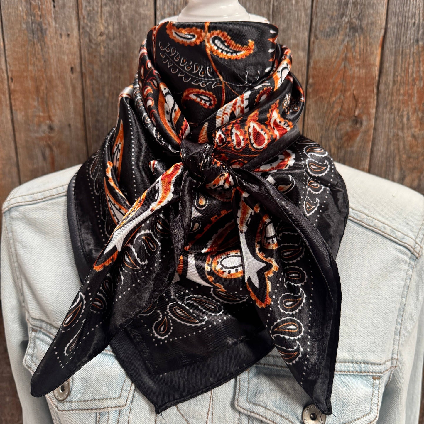 Black and Orange Floral Wild Rag