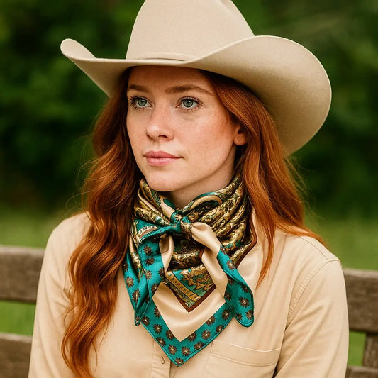 Teal and Cream Giant Paisley Wild Rag