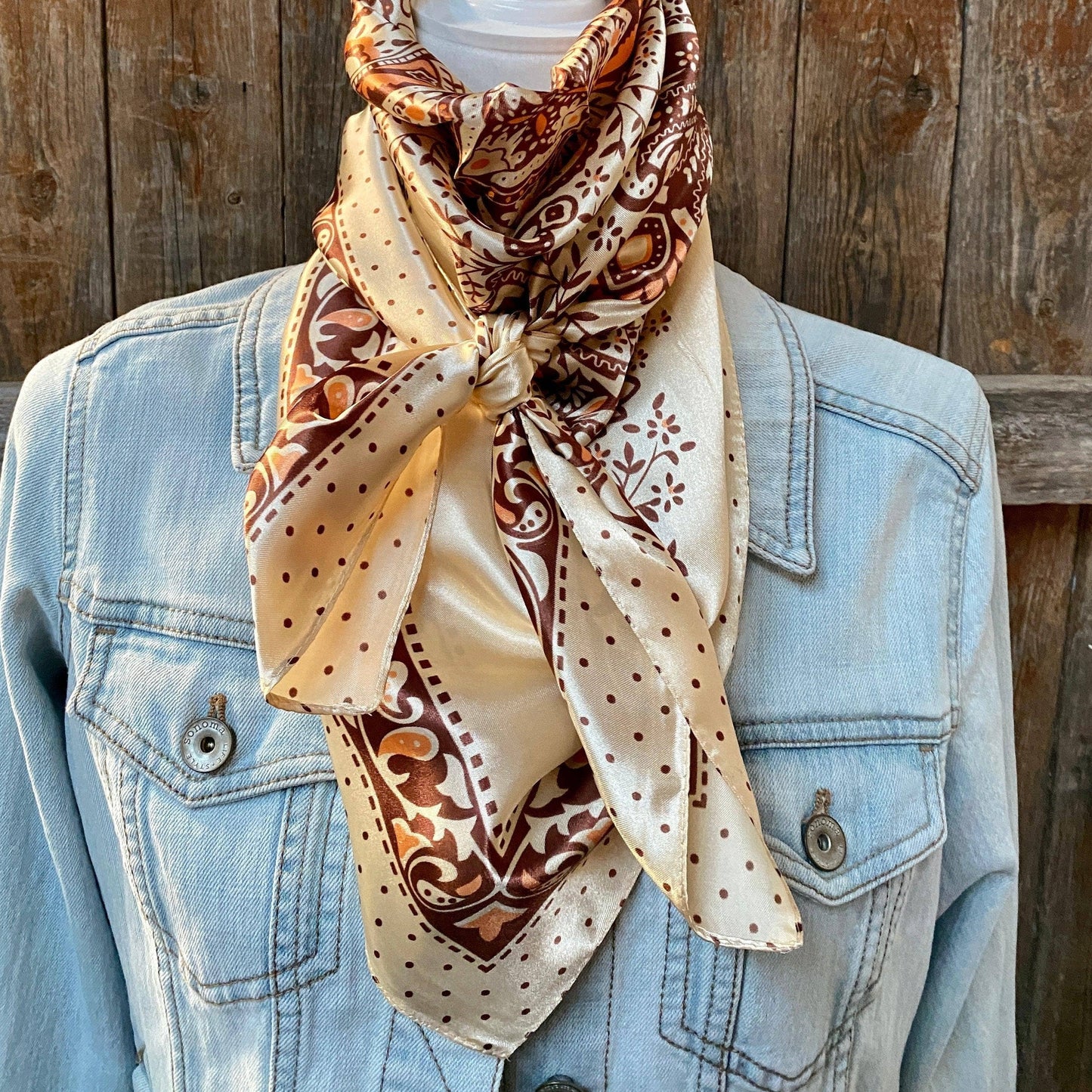 Tan/Brown Polka Dot & Paisley Wild Rag
