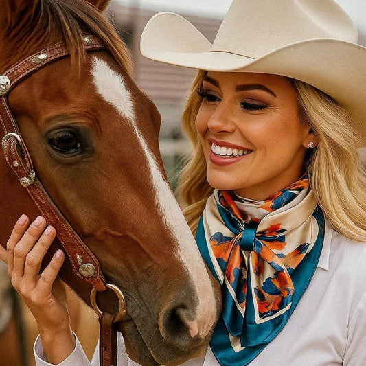 White and Teal Floral Wild Rag