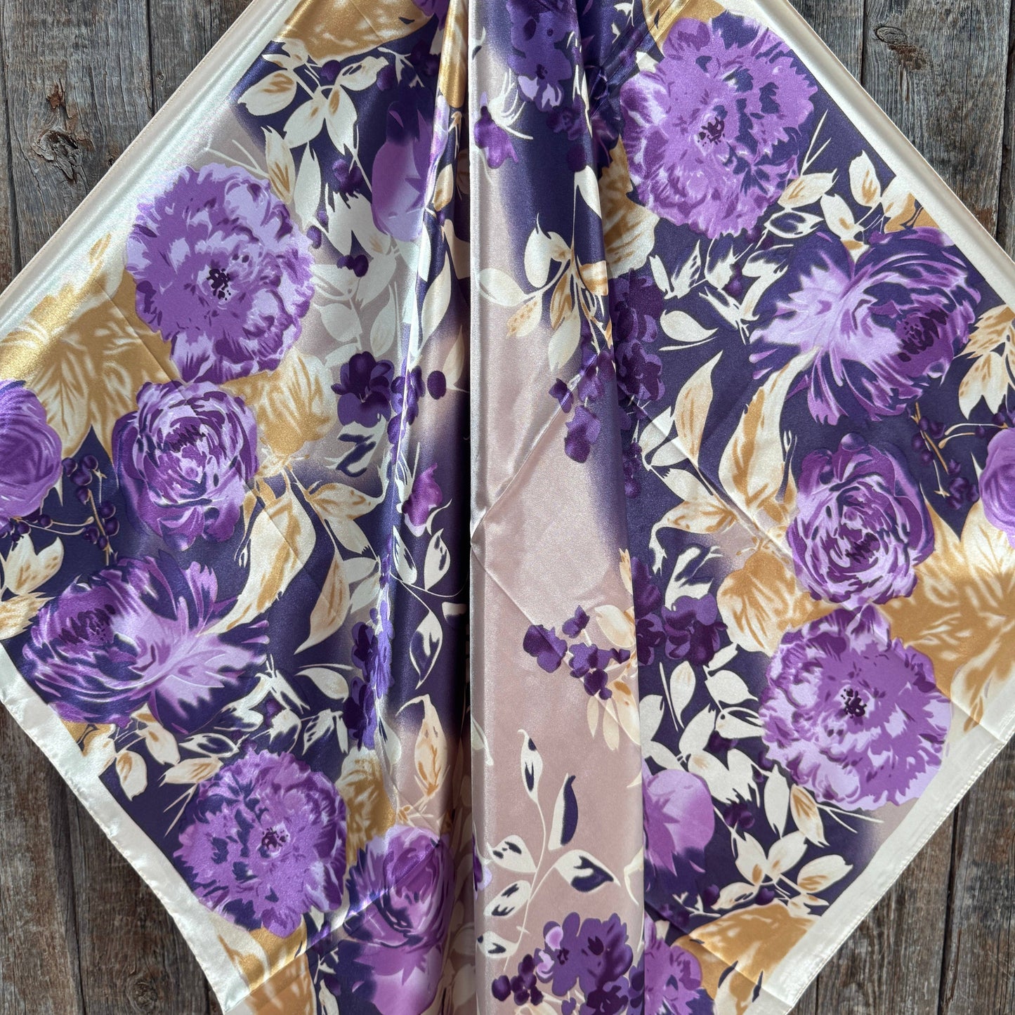 Purple and Cream Floral Wild Rag