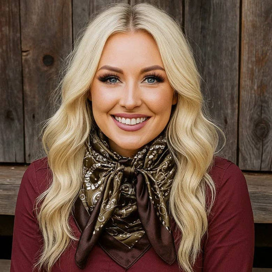 Sage and Brown Floral Paisley Wild Rag