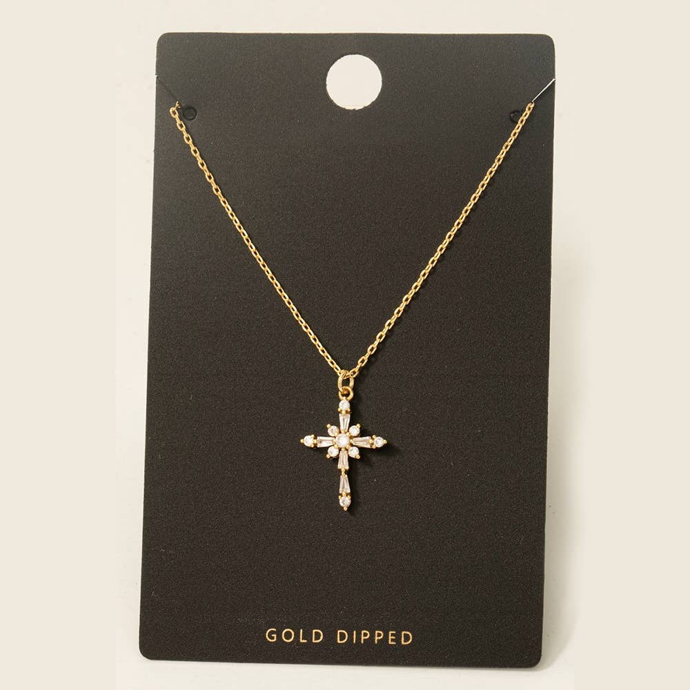 Gold Dipped Cross Pendant Necklace