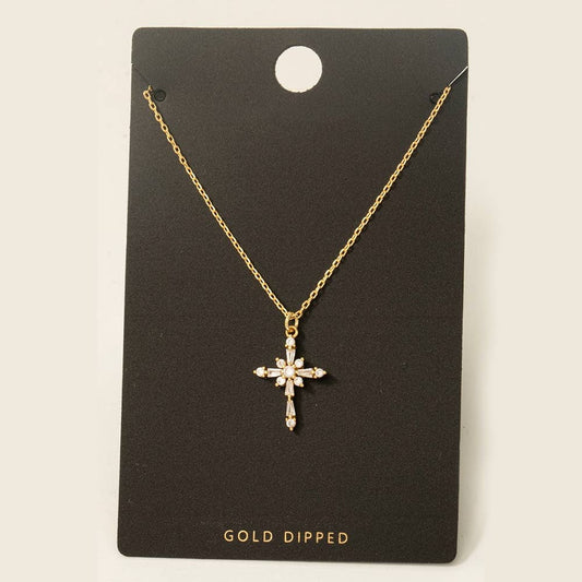 Gold Dipped Cross Pendant Necklace