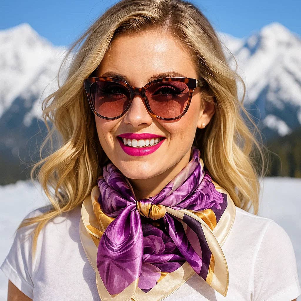 Purple and Cream Floral Wild Rag