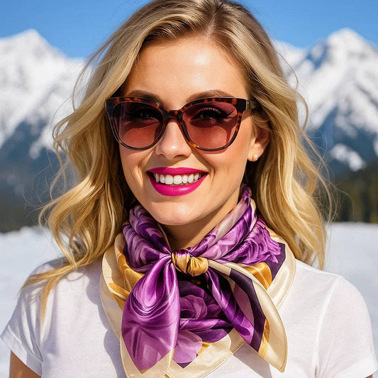 Purple and Cream Floral Wild Rag