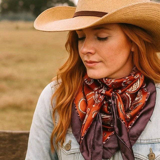 Rust and Brown Floral Paisley Wild Rag