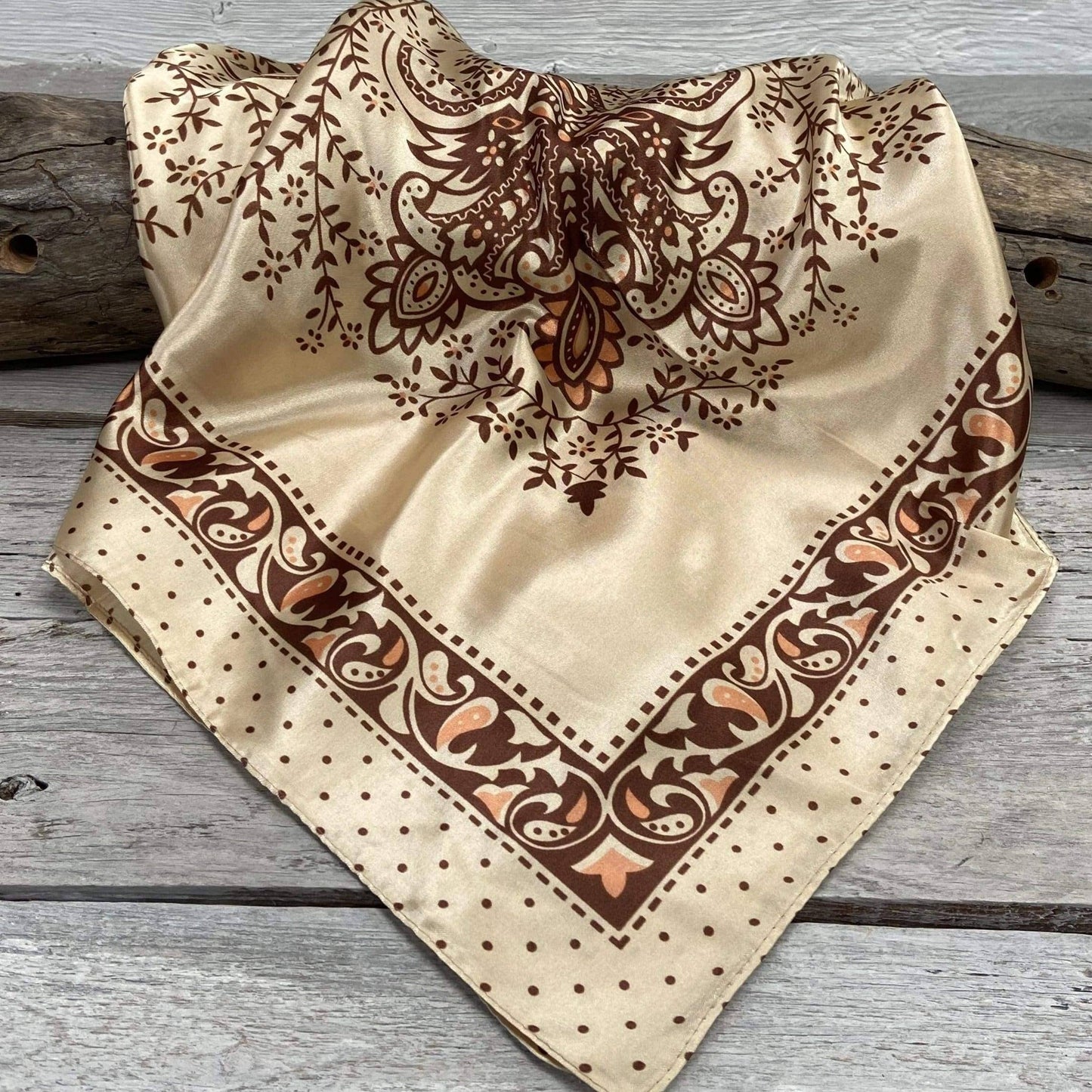 Tan/Brown Polka Dot & Paisley Wild Rag